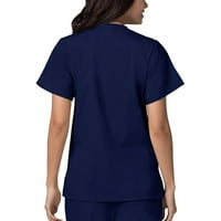 Yiwula Ženski kratki rukav V-izrez Solid Boja vrhovi dojilje Radna uniforma T-majica Majica za žene