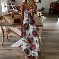 Ljetne maxi haljine za žene Ležerne prilike cvjetno tiskane duboke V-izrez Halter Duga labava sandress