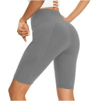 Dianli Skinny Fit Sexy joga hlače Čvrsta boja sa džepnim sportovima Visoka elastična struka vježba ljetne