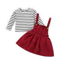 Darzheoy Toddler Baby Girls Casual Striped dugih rukava Sukšica za suknju za rubnu rupu Sling suknje