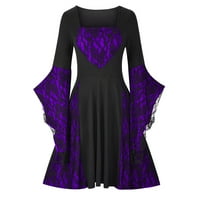 Trendvibe Halloween Ženska gotička haljina Srednjovjekovna haljina za renesanse čipka Goth koktel haljina