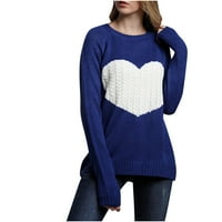 Žena modna ljubav duge rukave Okrugli vrat Loops bluza Pleteni džemper Ženski džemperski zazor