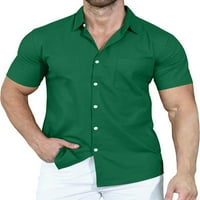 Groanlook Muškarci Ljetne košulje s kratkim rukavima bluza rever na vratu Kućni majica Casual majica