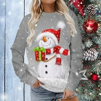 Symoid Duksed i hoodie - Ležerne majice s dugim rukavima Božićni printuring CrewNeck Pulover Dukseri