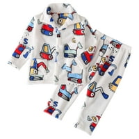 Dečiji dečje Flannel Pajamas postavio je dugme dugih rukava niz gornji kaput + pant dečaci devojke Zimska