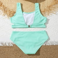 Djevojkov kupaći kostim bikini set rebrasti izrezani izrez za kupanje kupaći kostimi kostim mint zelene