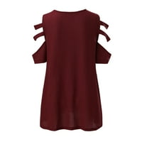 Ženske košulje Moda Ženska majica V-izrez čipke za patchwork s kratkim rukavima bluza vino xxxl
