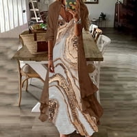 Ženska casual moda Print V-izrez Dugodnevna kamisole dvije set haljine