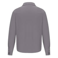 Košulje za muškarce Odricanje dugih rukava, puni gumb za košulju Grey M