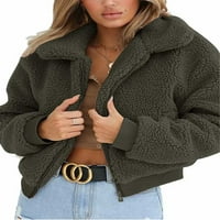 Ženski debeli topli medvjedić shaggy fleece jakne kopče zip prema gore kaput za odjeću
