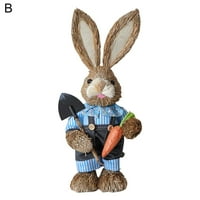Meidiya Easter Bunny Figurina ručna tkana umjetna slama Zeko rustikalna realistična fotografija Prop