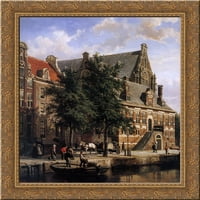 Oude waag na Westerkerk Gold Ornate Wood Framed Canvas Art by Cornelis Springer