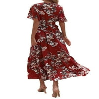 Ženska cvjetna surplicija prednja haljina crvena m