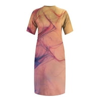 Ljetne haljine Trendy plus veličine V izrez kratki rukav koljena štampana linijska ljuljačka midi maxi