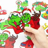 Božićne ukrase, GR1NCH Božićni ukrasi obješeni na drvenim, zimskim ukrasima za božićne stablo, Božić, zelene patuljke, zabavne suvenire sa temom zelenih patuljaka