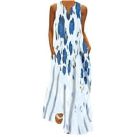 Aurouralne ljetne haljine za ženske casual slobodne tiskane haljine na plaži V-izrez Džepne haljine