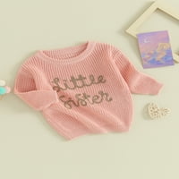 Liacowi Djevojčica Božićne džempere mjeseci djece za novorođenčad slatka dugi rukava slova vez pletene
