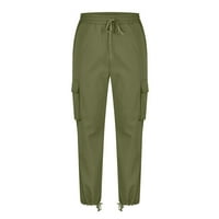 Ženski džep casual pants nacrtajući vanjske teretne hlače zeleno xxxxl