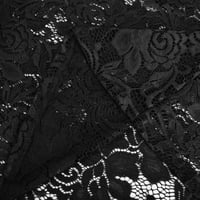 Odieerbi haljine za ženske casual haljine modni kratki rukav erogeni solid čipka V-izrez crna