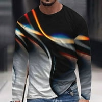 Muški cool 3D apstraktni grafički grafički pulover dugih rukava Top Crewneck dugih rukava tamno siva