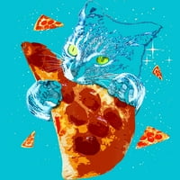Pica mačka u svemiru Muns Ocean Blue Graphic Tee - Dizajn od strane ljudi 2xl