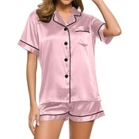 Ženska ljetna modna labava casual pola V-izrez čvrstog srednje teleće majice pidžama