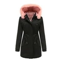 Kali_store zimski jakne za žene Trendy Women's Full Zip kratka jakna Topla zima dugih rukava ovratnik