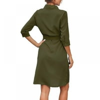 Baywell Women s kratkim rukavom majica haljina od pune boje A-line kratka haljina s pojasom, zelenim, s