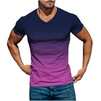 Leesechin ponude Muška majica Casual V-izrez gradijentni ispis Pulover fitness sportske kratke hlače