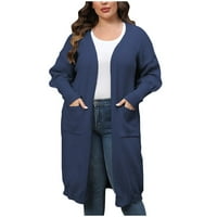 Ženske vrhove Dressy casual ženska modna čvrsta boja plus veličina labavi midi stil dvostruki džepovi džemper vrhom trendi vrhova za žene