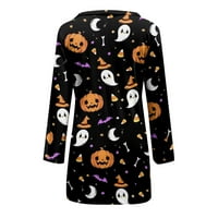 Estetska odjeća ustaljena odjeća Ženska casual Halloween Print Okrugli izrez Labavi dugi rukav Duks gornji dio sive XL