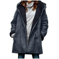 Kakina s ženskim kaputima, ženska topla lažna jakna za zimsku tipku čvrsto dugi rukav, xxxxl