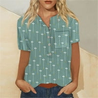 Ženski bluze kratki rukav ležerni otisnuti V-izrez TEE ljetni vrhovi višebojni xl