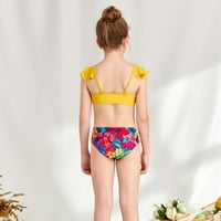 Djevojke Ruffled Bikinis kupaće kupaće od 7-14T, male djevojke cvjetno kupaće odijelo za kupalište + dno,,, veličine 7- godina