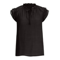 Ženska ljetna casual kravata V izrez Pleased vrhovi slojevitoj rubfter majica s kratkim rukavima bluze