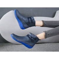 Daeful dame kožne cipele casual čizme za gležnjeve ravne čizme Vintage klizanje na ženskoj modnoj plavoj
