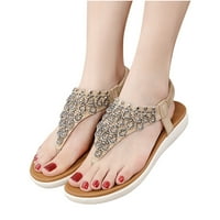 Ravne sandale za žene- Ležerne prilike rimske sandale za plažu Otvorene prstene za spavanje letnje sandale