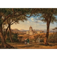 Johann Christoph Gubig Crni moderni uokvireni muzej umjetnički print pod nazivom - Rim, pogled na baziliku