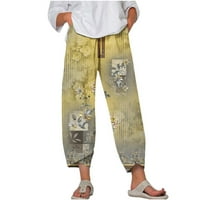 MAFYTYTPR Ljetne pantalone za žene Trendi Žene Ležerne prilike tiskane visoke struk Labavi džep ravne