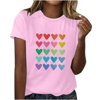 Ženski Valentines Dan majica Love Pismo Grafički slatka majica kratkih rukava Casual Loove Fit Pulover