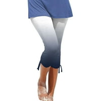 Farstey ženske kapri pantalone ljetne salone gradijentne pantalone slim fit elastični visoki struk ispod kratkih koljena