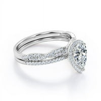 1.5ct kruška rez moissanite i dijamant 10k bijeli zlatni halo prsten za žene za poklone Svadbena posebna prilika