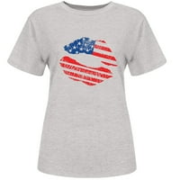Bluze za žene američke zastave Grafičke teže Ležerne prilike ljeto Tanak postavljen vrhovi kratkih rukava