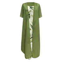 Košulja Žene Letnje Ležerne haljine Floral Chiffon Maxi Haljina za rukavice bez rukava Dvije set Haljina