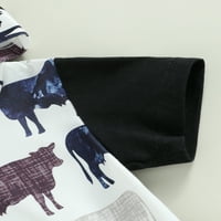 Emmababy Western Baby Boy odjeća Ljeto Kratko rukava krava Print Hoodie Pulover vrhovi TODDLER SOLIDNI