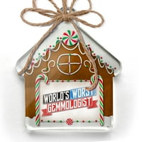Ornament tiskani jedan oboren svjetski svjetski najgori gemmolog božićni neonblond