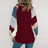 Ženska bluza s dugim rukavima Okrugli izrez labavi kafetarni ukrašen prugasti pulover Chmora 2xl