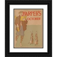 Edward Penfield Crni ukrašeni uokvireni dvostruki matted muzej umjetnosti pod nazivom: Harper-ov oktobar