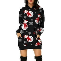 Duksevi za žensku kapuljače Pulover modni božićni snjegović tiskani s kapuljačnim rukavima, džepovi