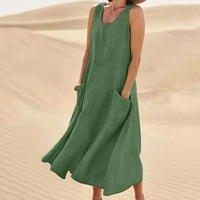 Haljine u inleife za žene Ženska ljetna modna casual pune boje bez rukava bez rukava duga haljina